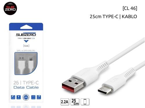 SUBZERO CL46 2.2A 25CM TYPE-C KABLO