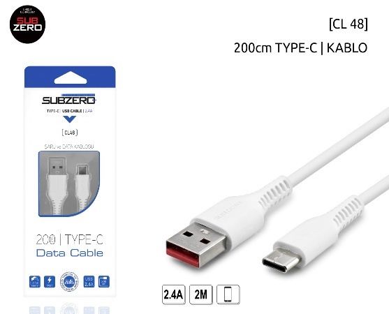 SUBZERO CL48 2.4A 2MT TYPE-C KABLO