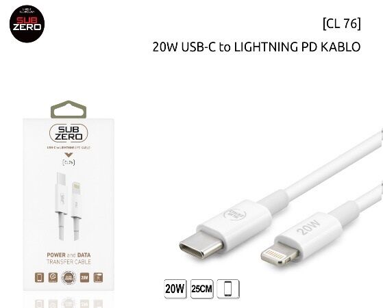SUBZERO CL76 20W 25CM PD LİGHTNİNG KABLO